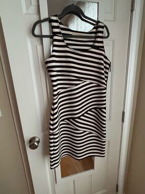 MICHAEL Michael Kors Black and White Striped Tank Dress